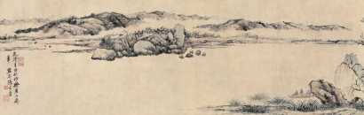 张宗苍 （款） 辛丑（1781年）作 山水人物 手卷